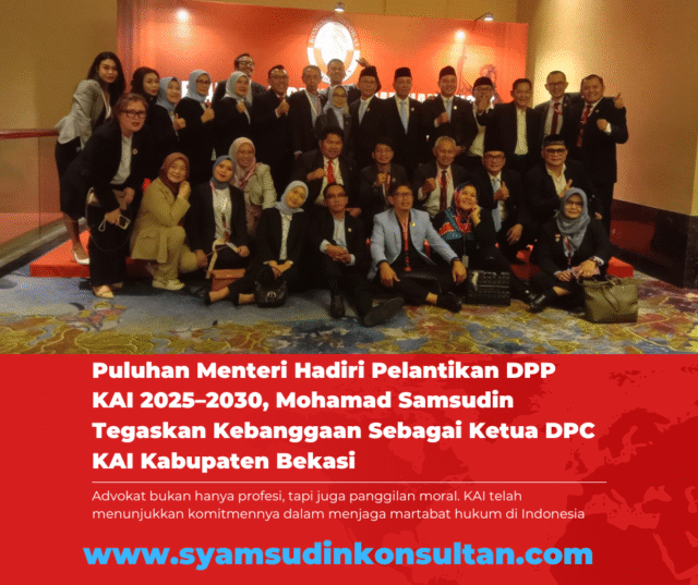Konten Facebook Berita Lingkungan Berita Generik Merah Biru Tua Putih Puluhan Menteri Hadiri Pelantikan DPP KAI 2025–2030, Mohamad Samsudin Bangga Jadi Bagian dari Organisasi Advokat Terbesar