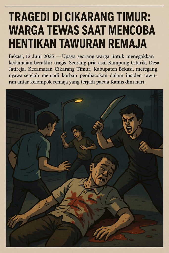 Tragedi di Cikarang Timur: Warga Tewas Saat Mencoba Hentikan Tawuran Remaja