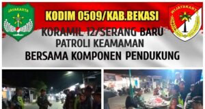 Koramil 12/Serang Baru Gelar Patroli Keamanan Bersama Komponen Masyarakat di Wilayah Kabupaten Bekasi