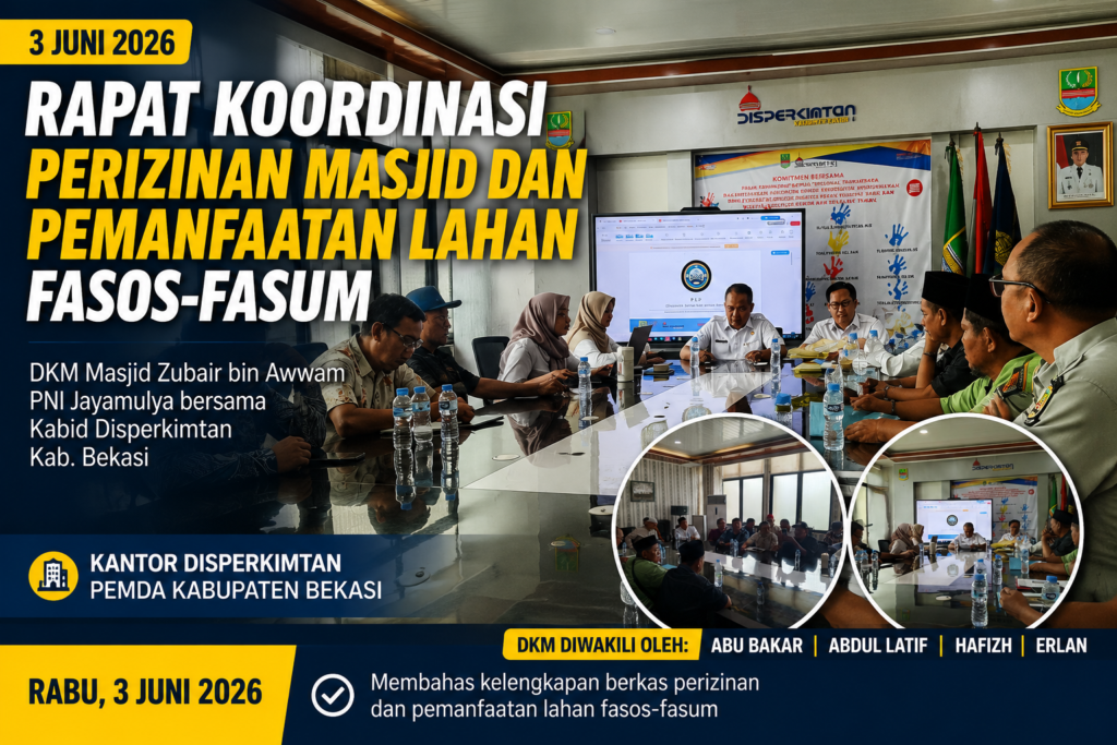 Rapat Koordinasi Kelengkapan Perizinan Masjid dan Pemanfaatan Lahan Fasos-Fasum Digelar di Disperkimtan Kabupaten Bekasi