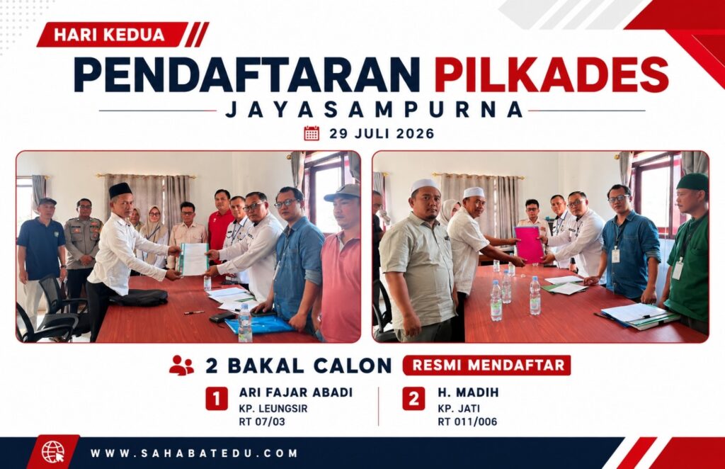 Hari Kedua Pendaftaran Pilkades Jayasampurna, Dua Bakal Calon Kepala Desa Serahkan Berkas Pendaftaran